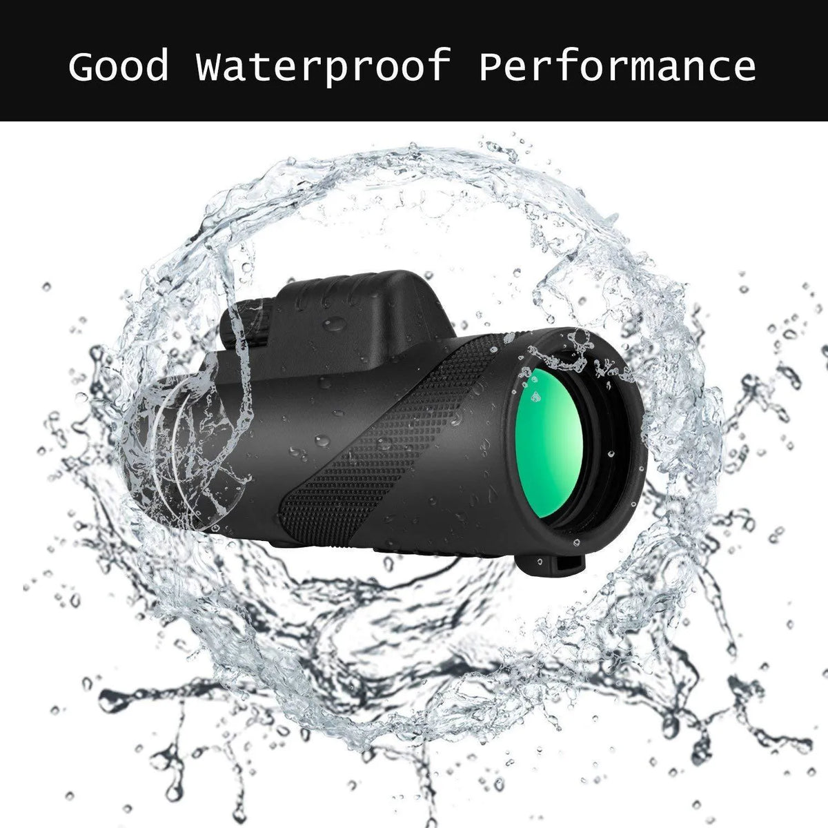 Black 40x60 HD monocular telescope with compact design and waterproof construction