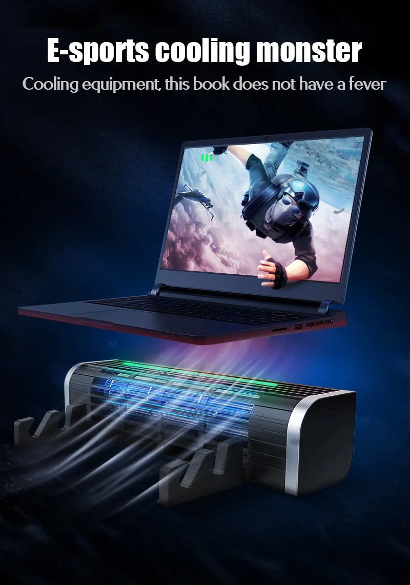 Black USB laptop cooling pad with adjustable fan for notebook temperature control