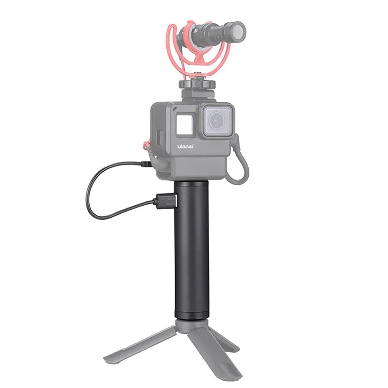 Black aluminium alloy power bank charging handle device with 6800mAh capacity and carrying handle
