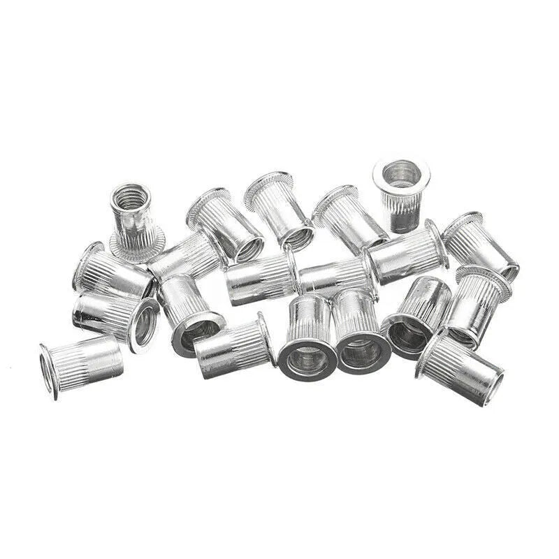 Manual riveter nut set with alloy steel nut gun tool in 86-piece or 106-piece configurations