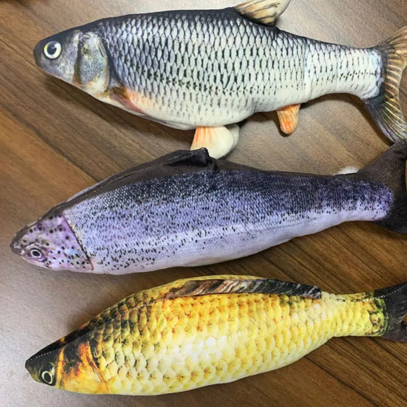 30cm electronic jumping fish cat toy with USB charging cable in multicolour PP plastic