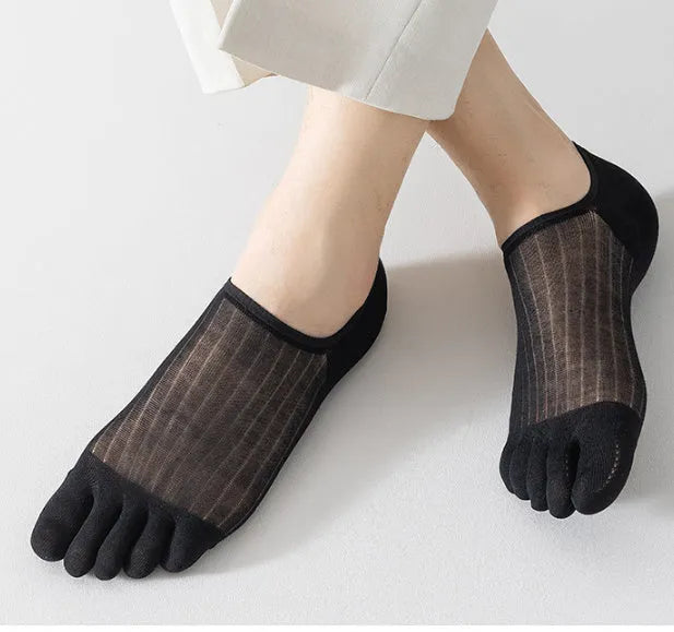 Modal five-finger ultra-thin breathable boat socks in five colour options