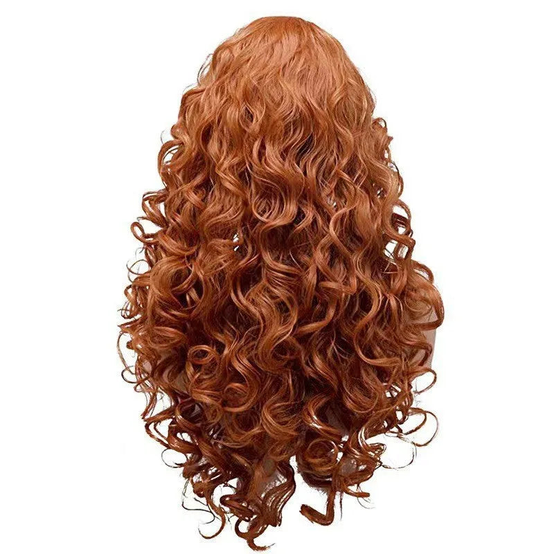 Brown long curly wig with instant noodles style fluffy texture for cosplay Halloween costume