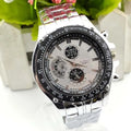 Men's quartz watch with luminous calendar, alloy strap, 40.5mm round dial, black or white colour
