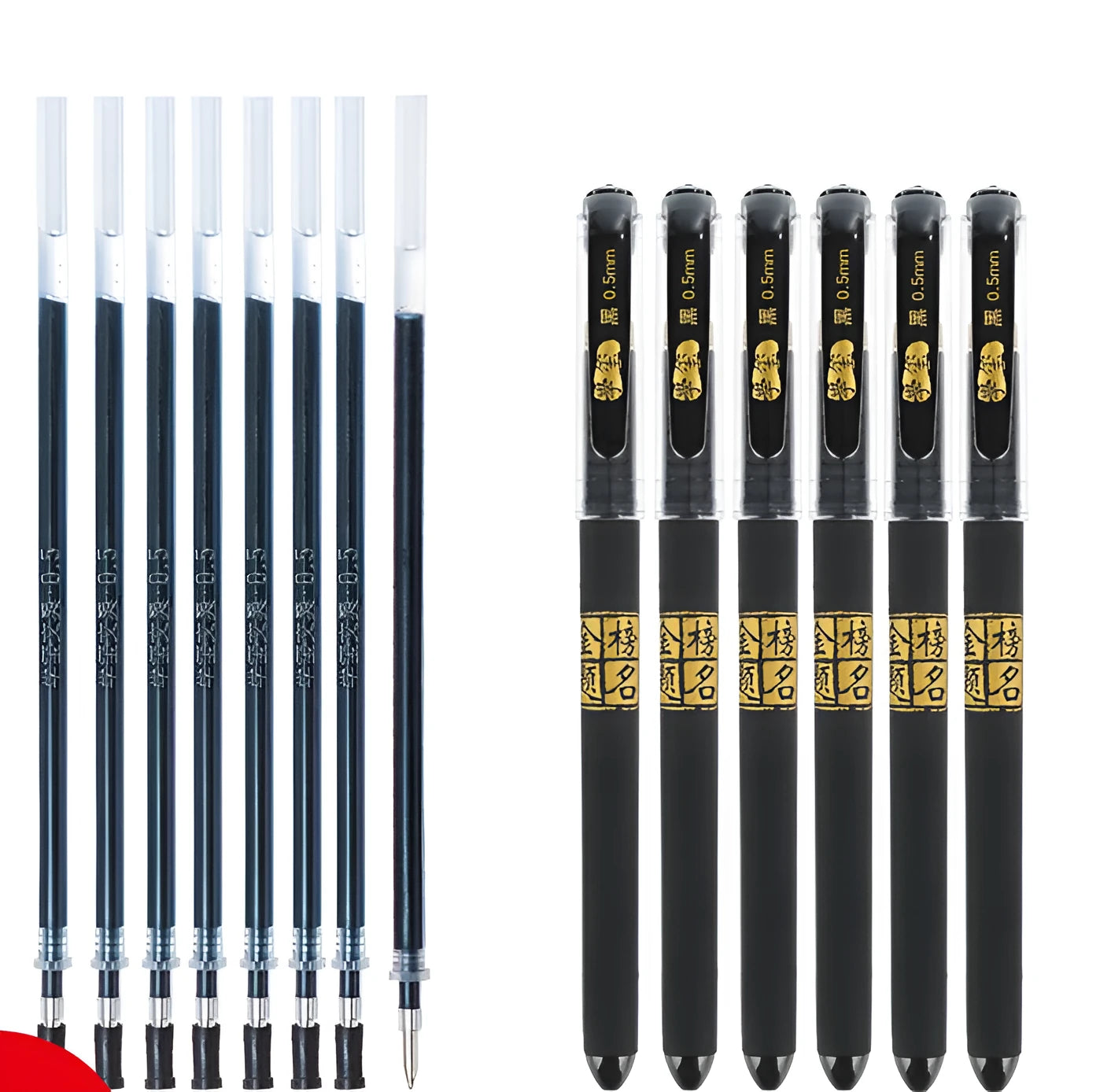 Carbon black gel pen pack with bullet and needle tip options for student writing