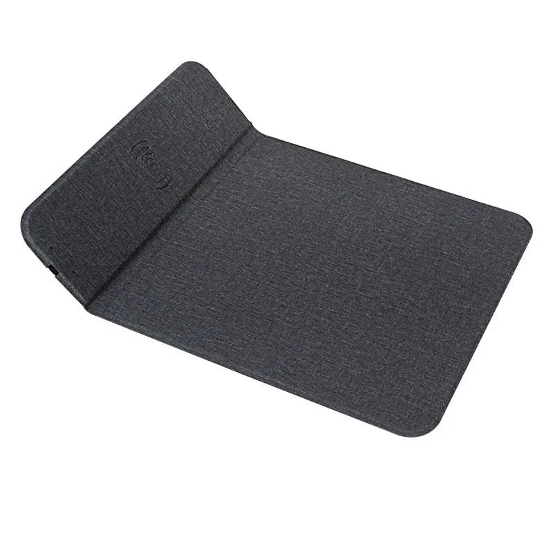 Foldable cloth phone holder wireless charger showing compact folded size and phone charging position