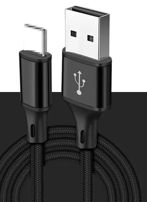 2-metre braided USB to TYPE C charging cable in five colour options for mobile phones