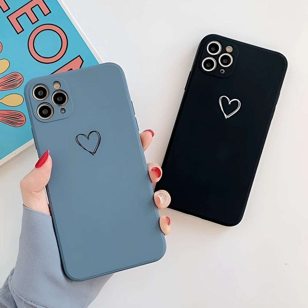 Solid colour TPU phone case for Apple iPhone in black, pink, and green showing precise cut-outs