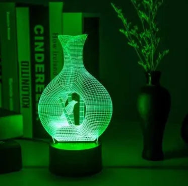 Creative 3D acrylic LED night light with colourful illumination on an ABS base.