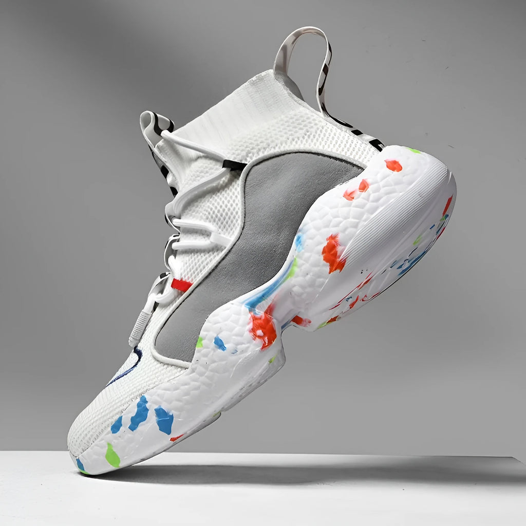 Men's camouflage pattern vulcanise sneakers with mesh cloth upper and rubber sole