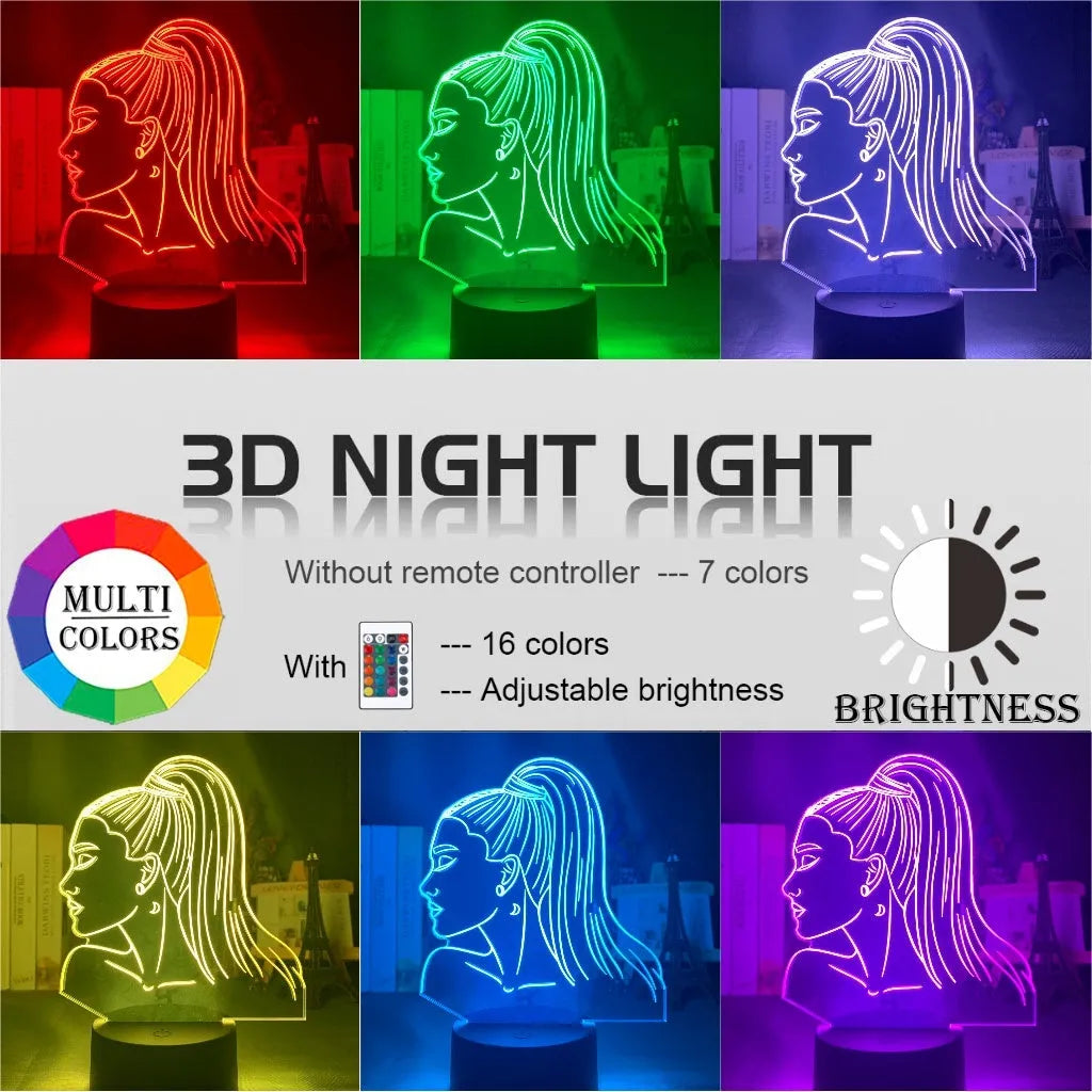 Acrylic 3D night light with European design and colourful black base, showing LED illumination through layered acrylic