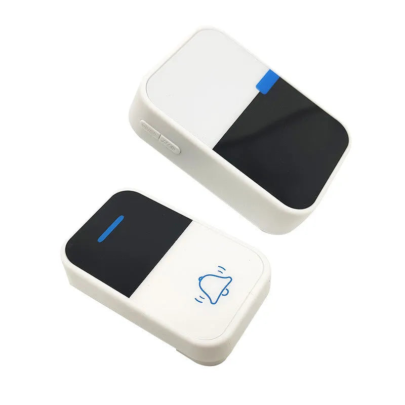 White plastic wireless doorbell with receiver and transmitter units showing modern design
