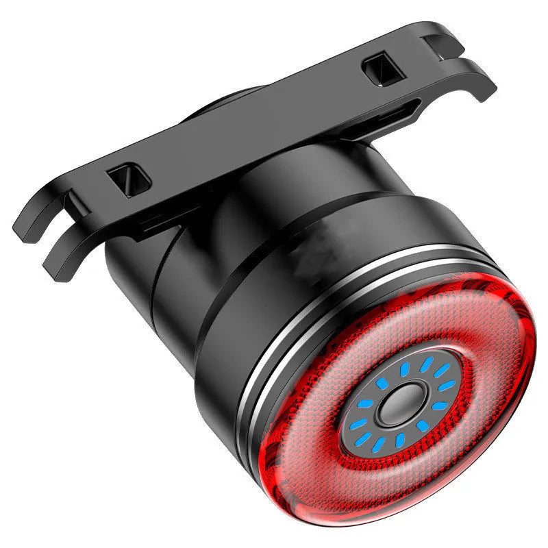 Black USB rechargeable smart brake sensing bicycle taillight with alloy shell