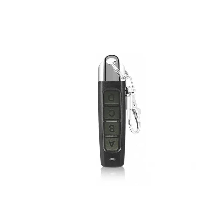 A rolling door remote control in a choice of colours showing its compact rectangular shape.