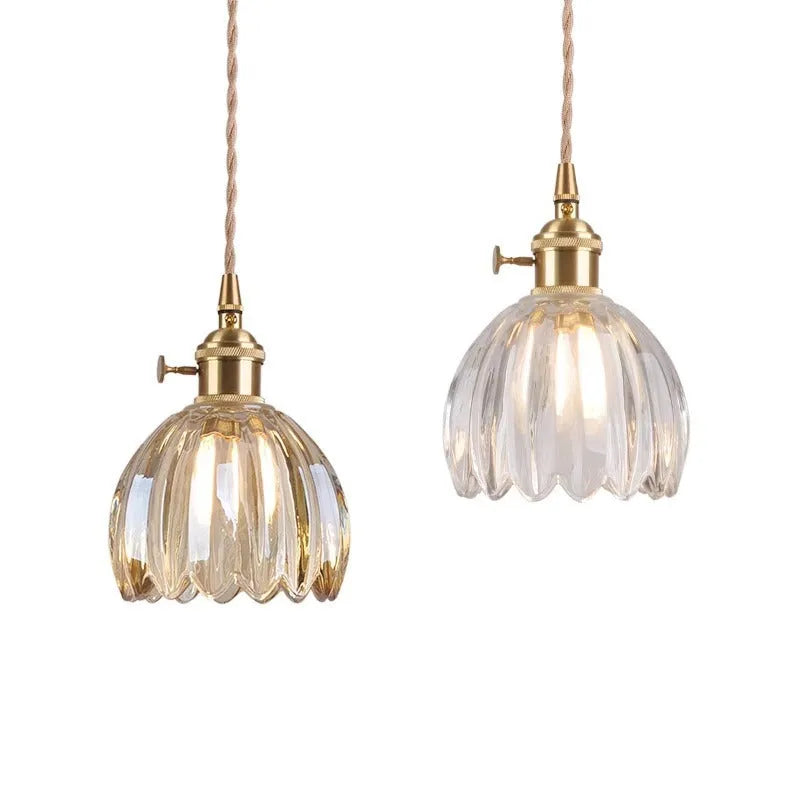 Vintage glass flower chandelier ceiling light with Nordic styling in amber colour option