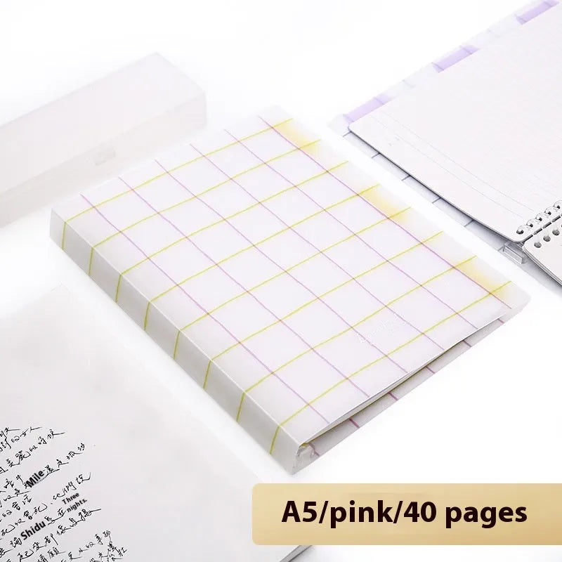 Refillable B5 spiral notebook with coloured PP cover and loose-leaf paper