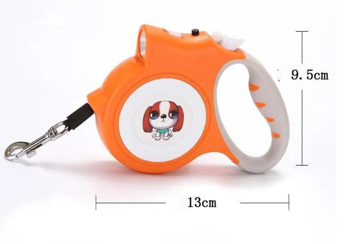 Retractable pet dog rope with light automatic traction belt, 5 metre lead in blue, black or pink