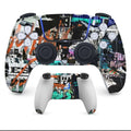 PS5 controller with textured PVC protection stickers on front and back surfaces