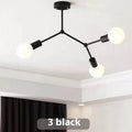 Nordic style iron ceiling chandelier with multiple head options in black or white finish