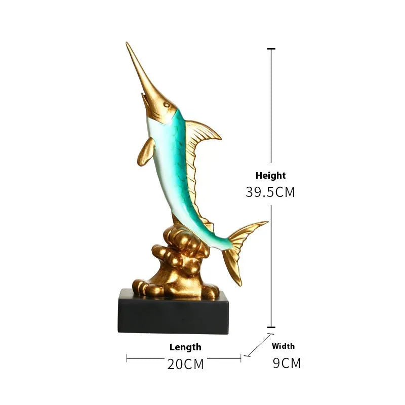 European swordfish decorative ornament in resin and plastic with four colour options