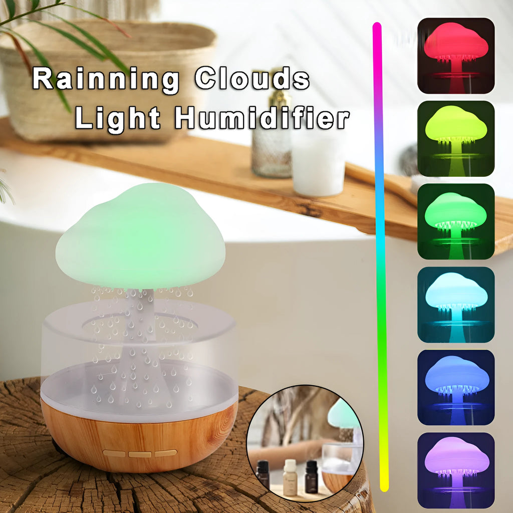 White USB humidifier with water tank, 7-colour night light, and essential oil diffuser
