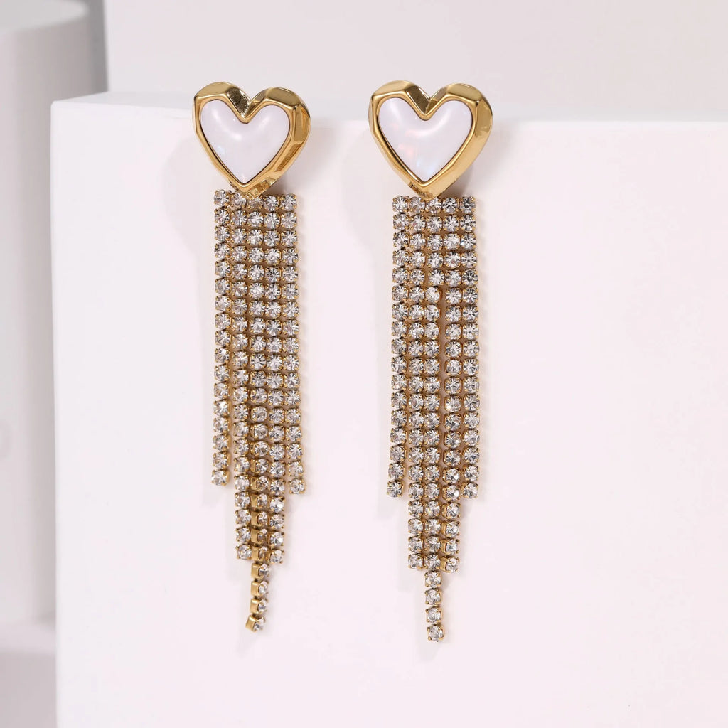 Women's stainless steel earrings with 18K gold electroplating in heart and star shapes