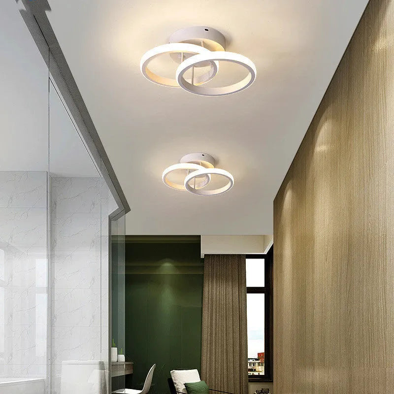Commercial corridor aisle LED ceiling light in black double semicircle design with remote control
