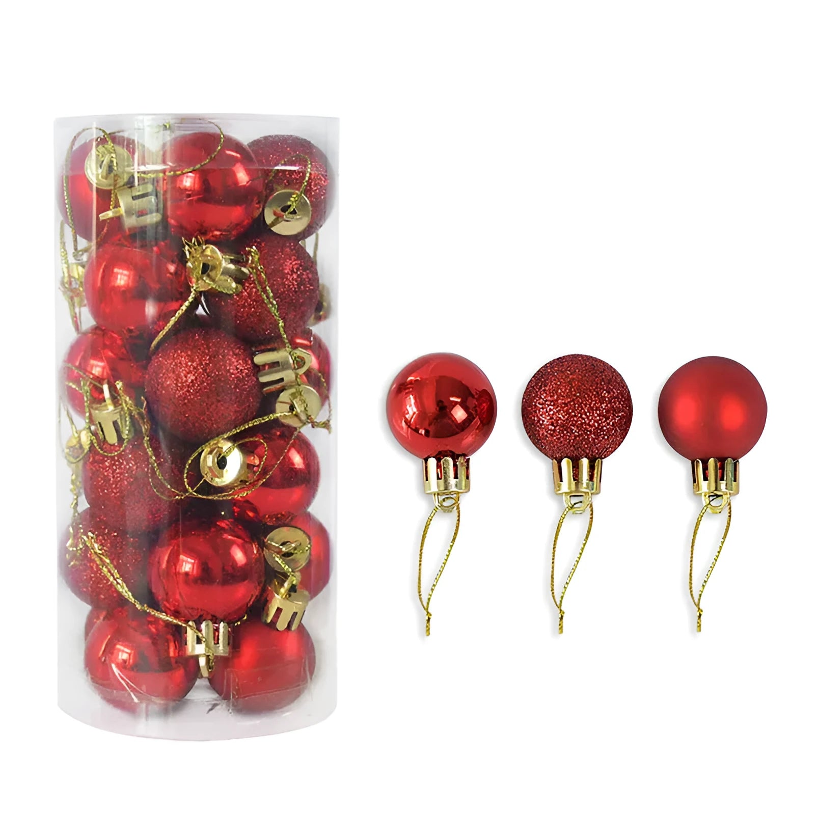 3cm shiny matte Christmas decoration balls in assorted colours showing electroplated finish