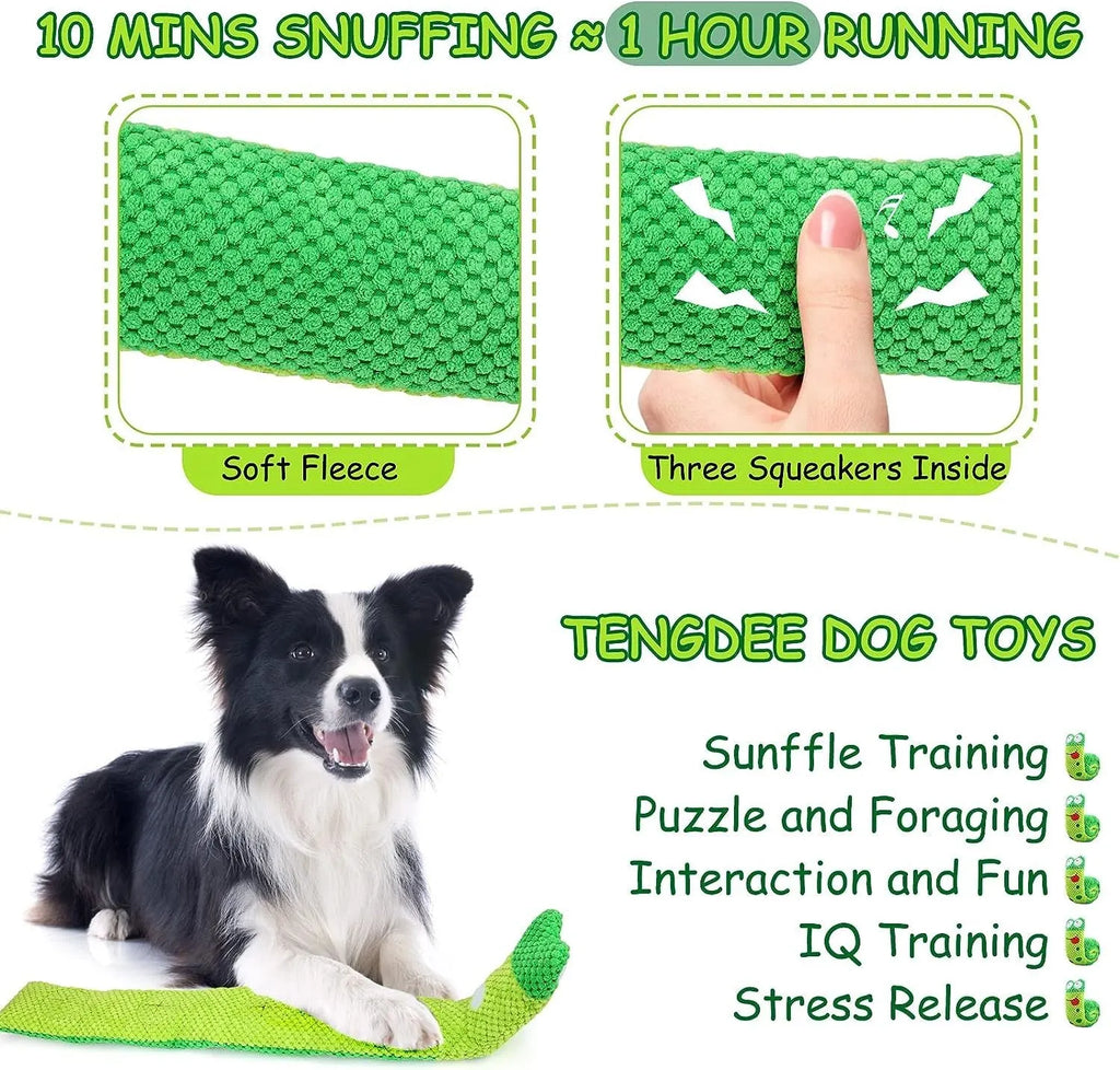 Squeak dog toy with snuffle puzzle design for foraging training in frog snail snake options