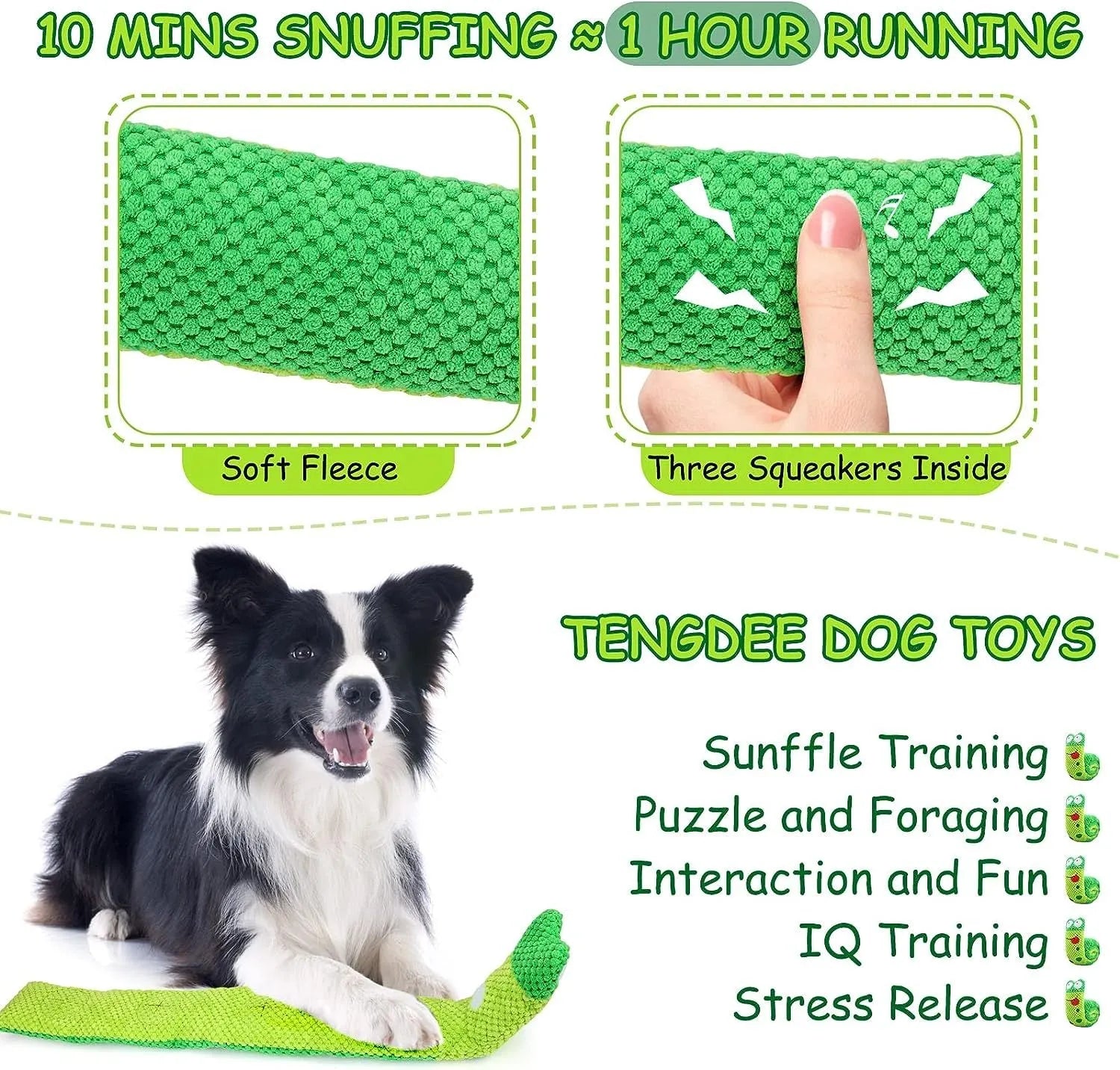 Squeak dog toy with snuffle puzzle design for foraging training in frog snail snake options