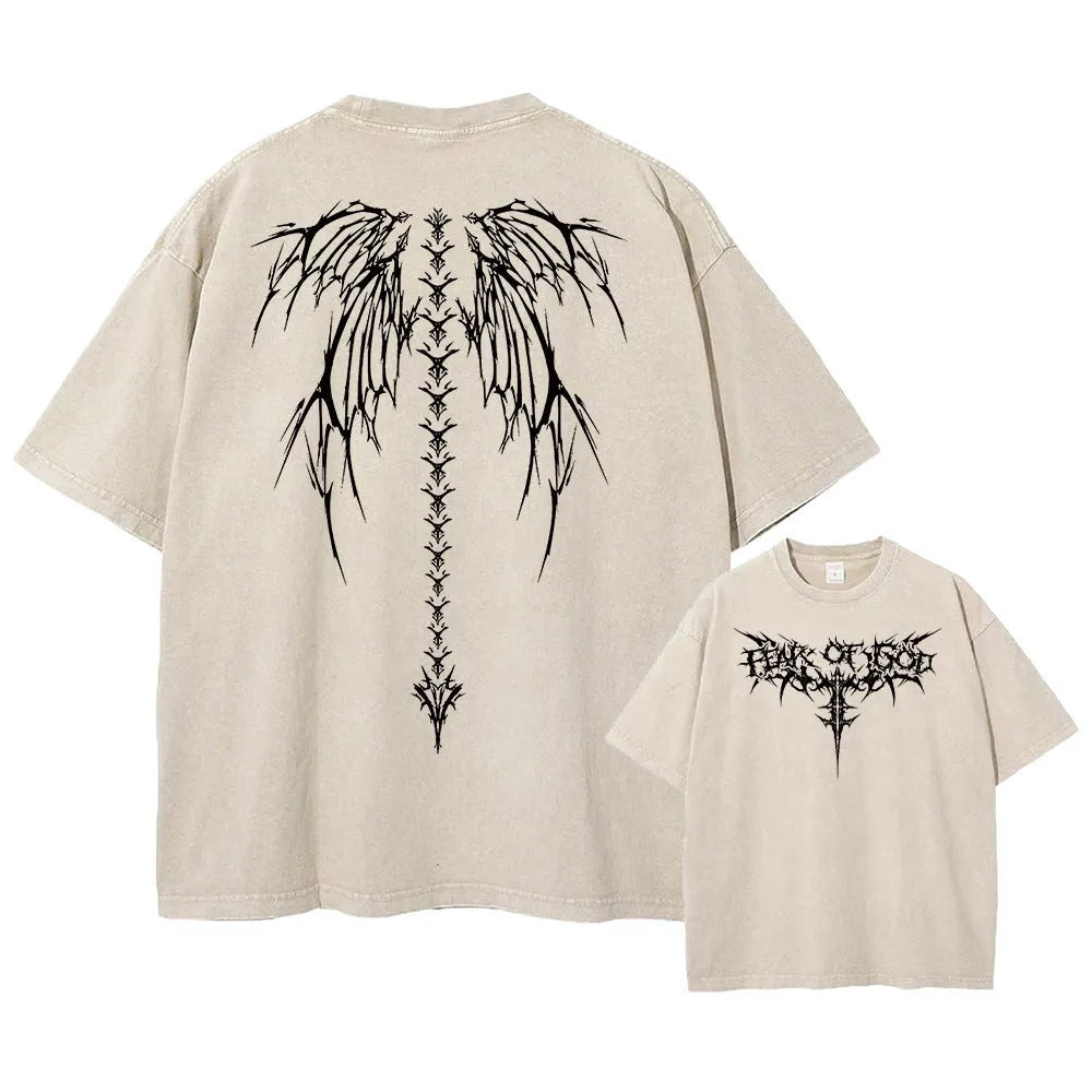 Men's oversized cotton t-shirt with drop-shoulder short sleeves in loose summer style