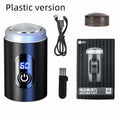 Black mini portable rechargeable shaver with LED display and brushless motor available in metal or plastic style