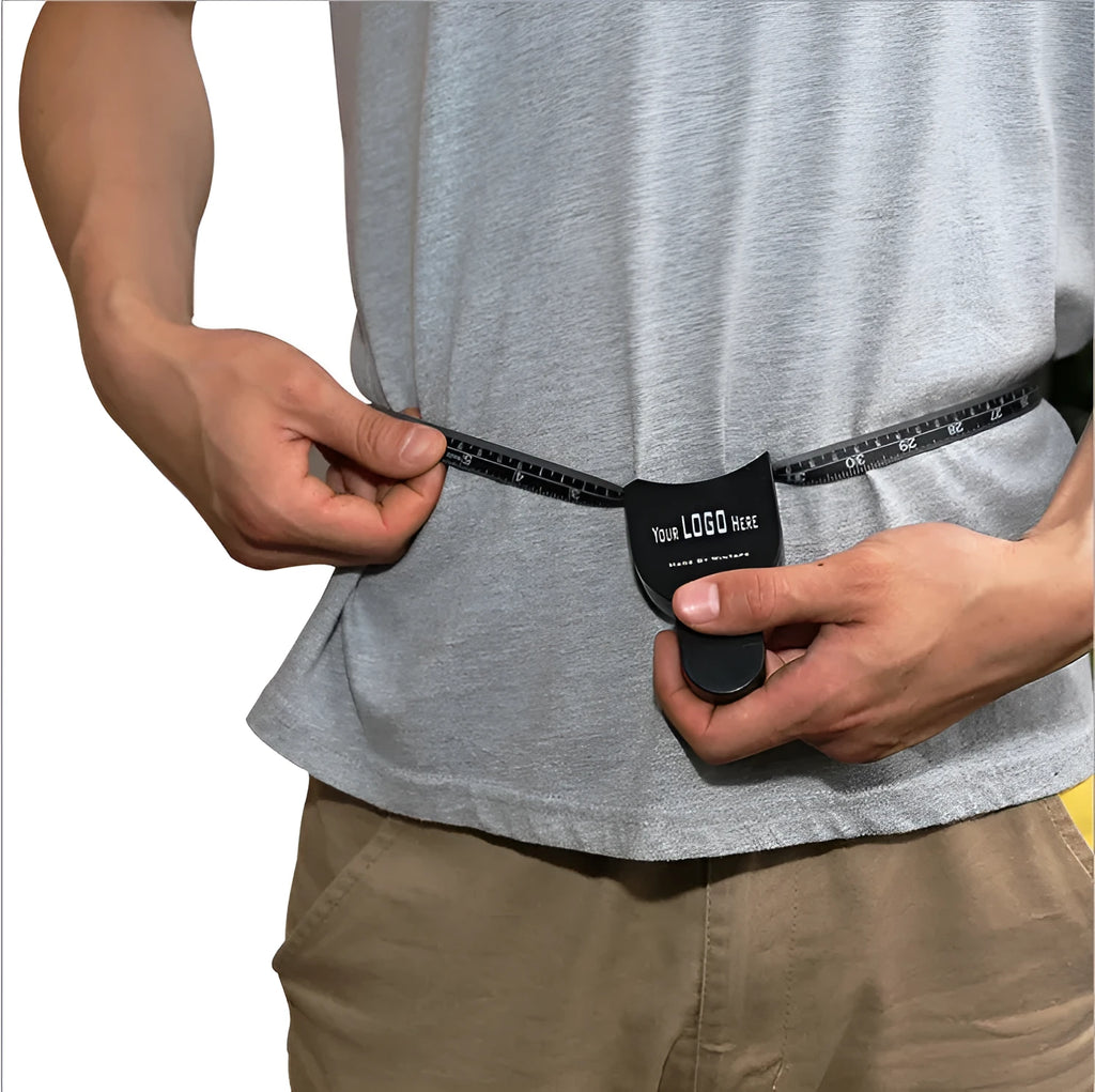 Black ABS body fat measuring calliper with measurement scale and cable