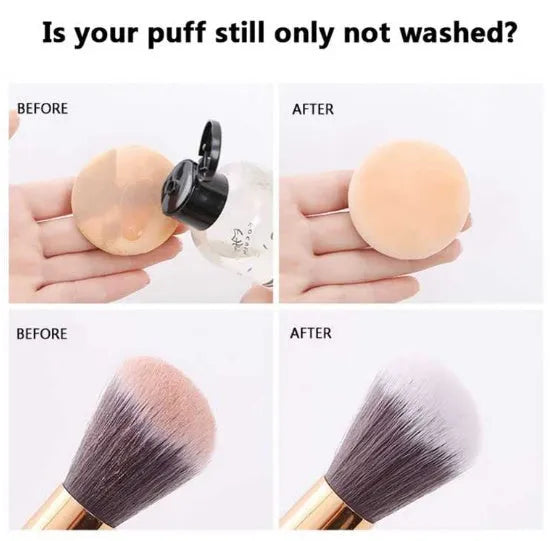 50ml makeup brush cleaning liquid bottle with cleaning brush, 9 x 3 x 3cm, for synthetic and natural brushes
