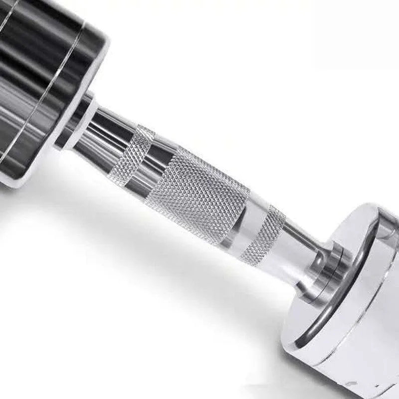 Silver pure steel dumbbell with ergonomic handle for strength training