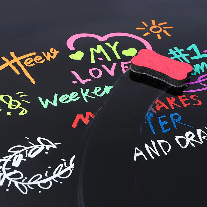 Electronic fluorescent board highlighter with 6mm tip and oblique pen shape on card packaging