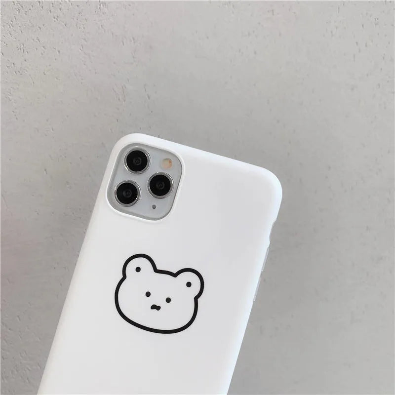 Soft silicone mobile phone case featuring a cartoon bear design, compatible with multiple Apple iPhone models.