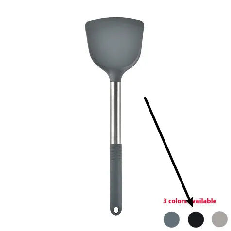 12 piece silicone kitchenware set with rotating storage bucket including ladle spatula and food clip in black