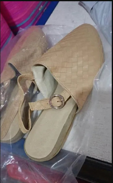 Women's flat sandals with an adjustable buckle strap and pointed toe in a selection of colours.