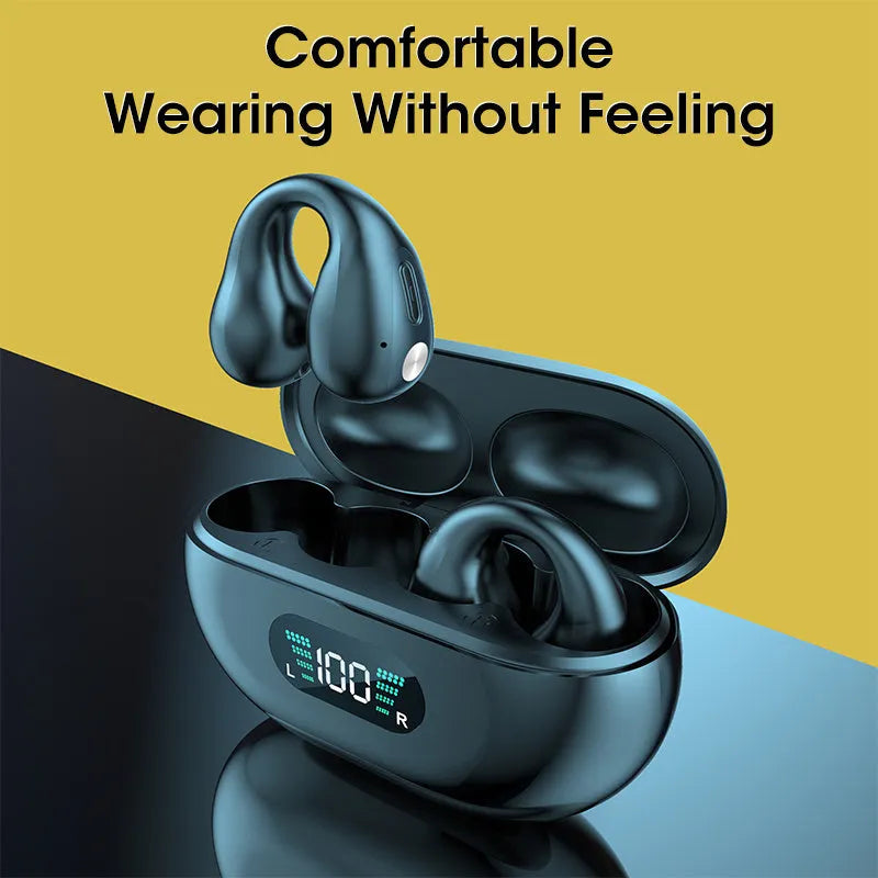 Q80 clip bone conduction Bluetooth headset in black, khaki or white colour with ear clip design