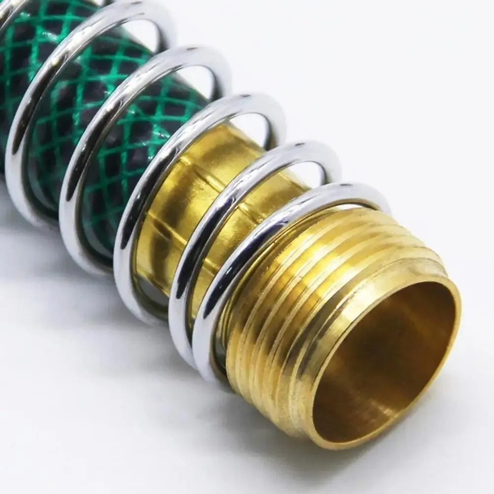 Brass spring hose connector with spiral spring mechanism for garden watering