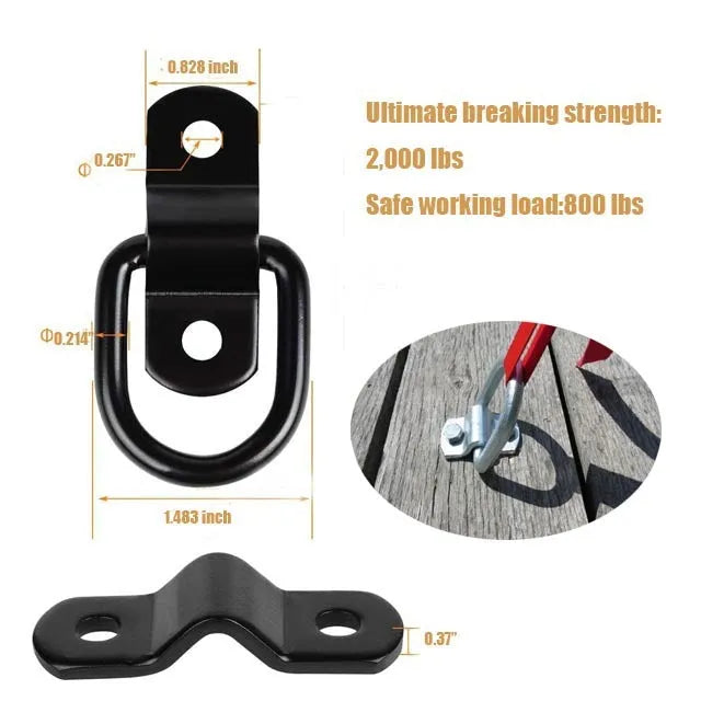 Galvanised pull ring truck floor hook with black carbon steel base for cargo securing