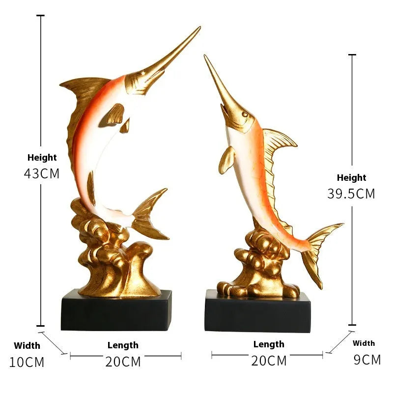 European swordfish decorative ornament in resin and plastic with four colour options