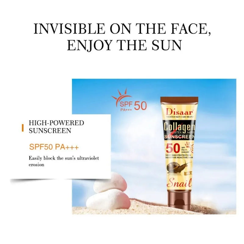 50 Plus Anti UV Sunscreen 50g unisex tube for all skin types with plant extracts and antioxidants