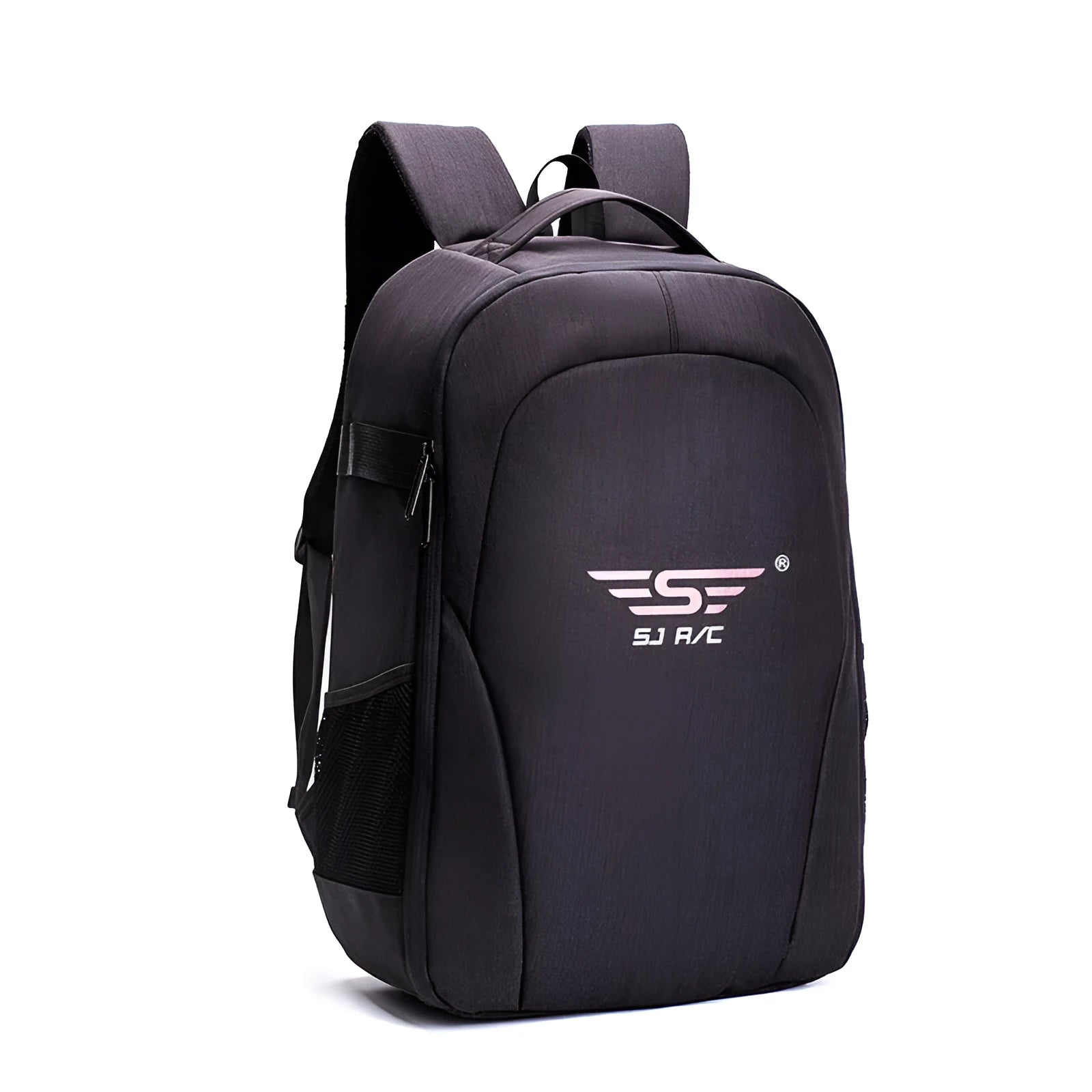 Black Oxford cloth drone backpack with multiple compartments for UAV equipment