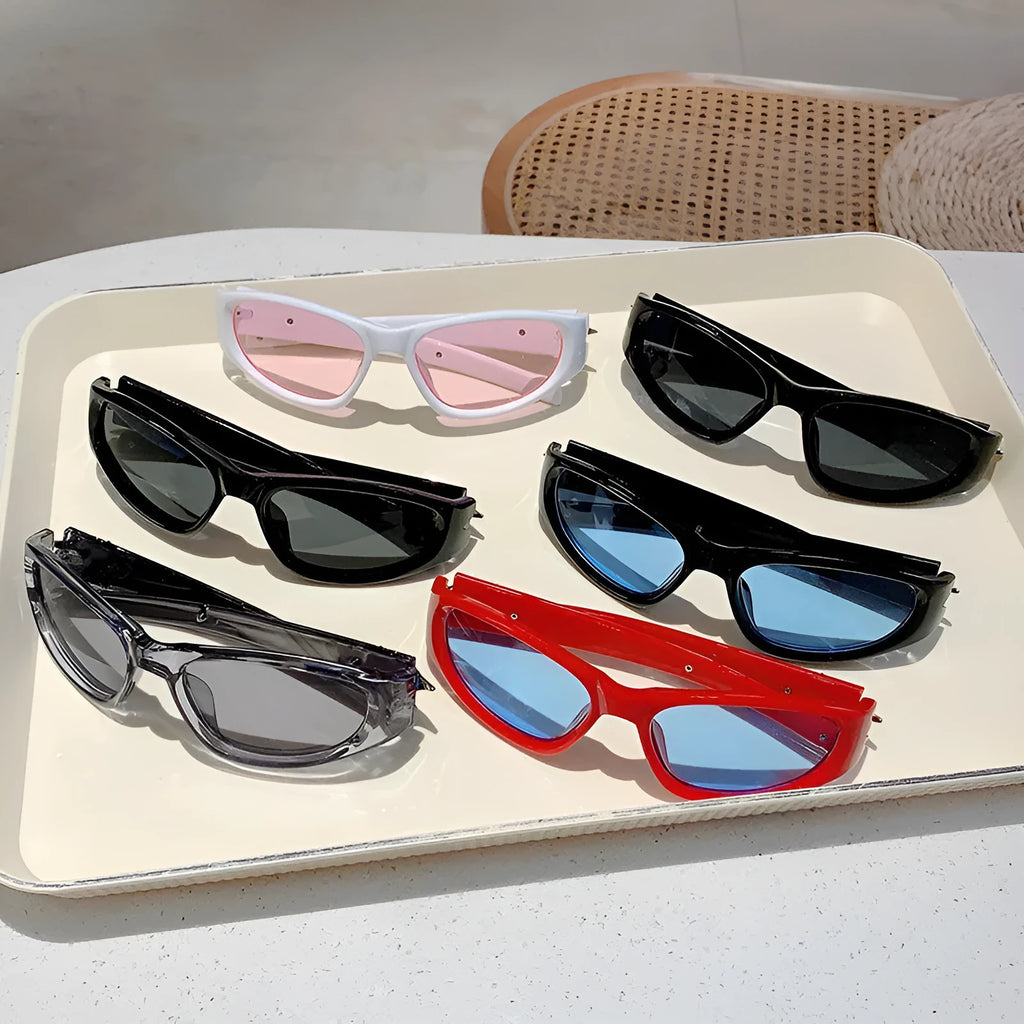 Black frame sports sunglasses with gray Category 3 lenses showing windproof design for cycling and running activities