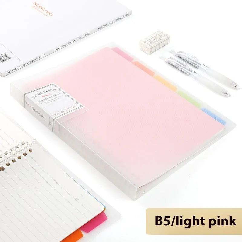 Refillable B5 spiral notebook with coloured PP cover and loose-leaf paper
