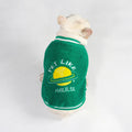 Green fleece-lined cotton winter coat for large dogs on a white background