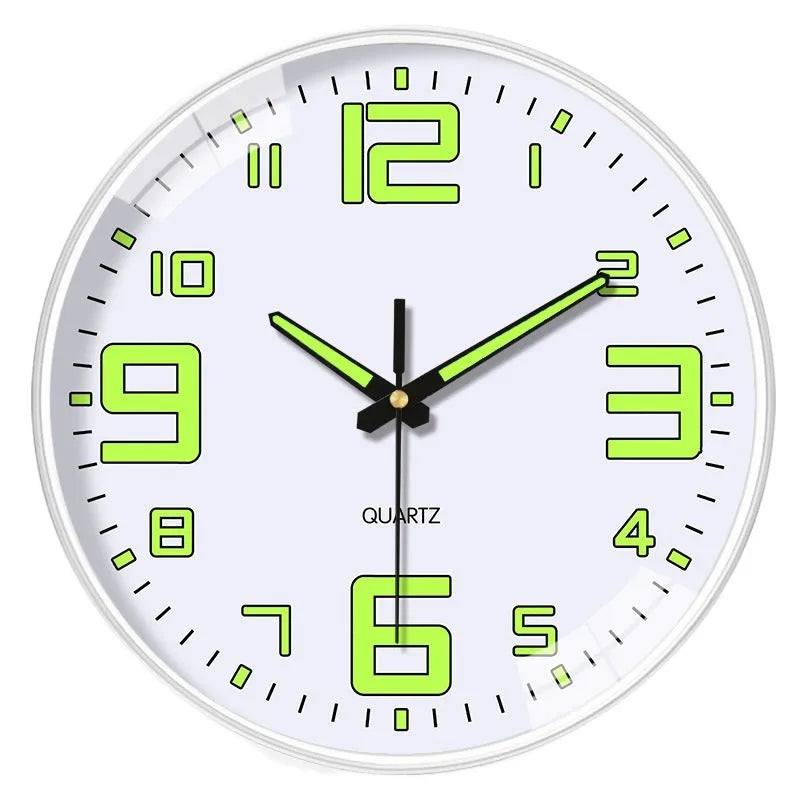 Modern 8 inch diameter luminous plastic wall clock for home and office decoration
