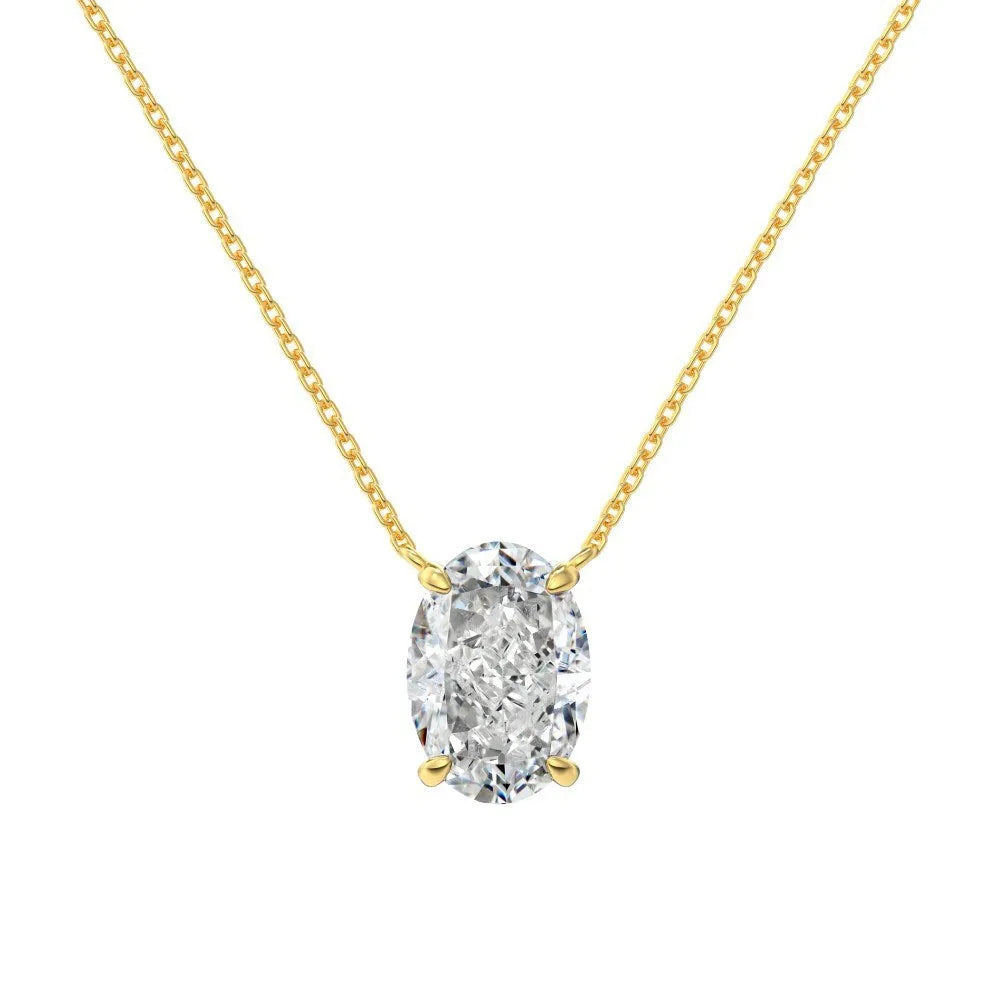 S925 sterling silver necklace with oval ice flower geometric pendant in gold or platinum plating